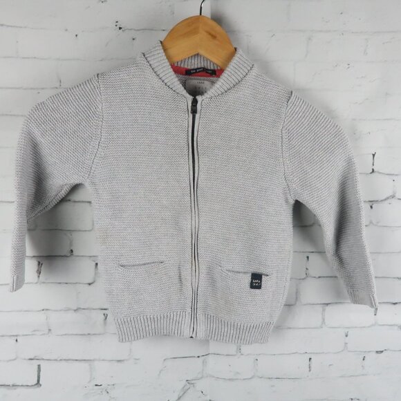 ZARA GREY ZIP UP LONG SLEEVE KNIT WEAR SWEATER SIZE 3-4 YEARS - Picture 1 of 5